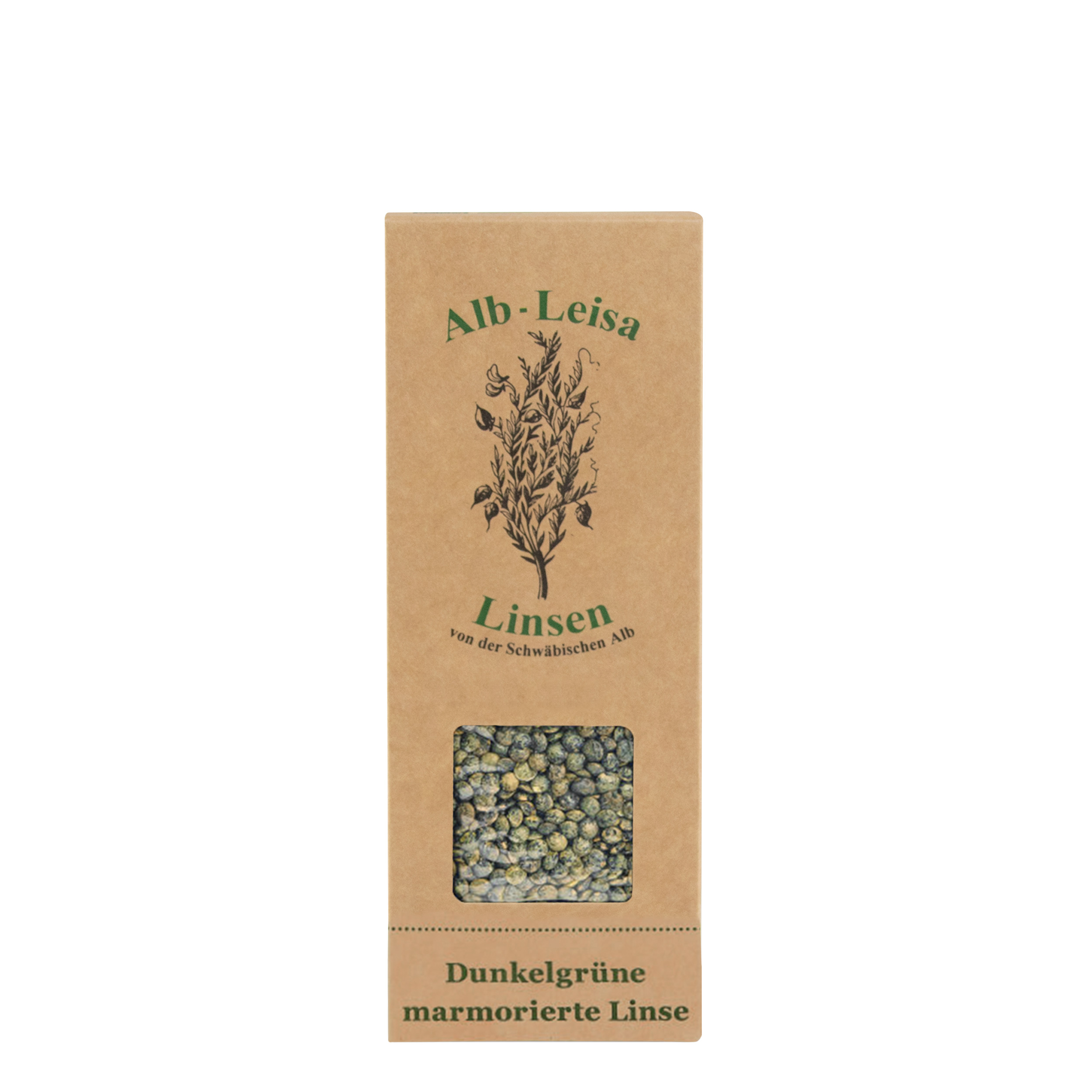 Alb-Leisa Linsen dunkelgrün marmoriert Alb-Leisa Linsen dunkelgrün marmoriert