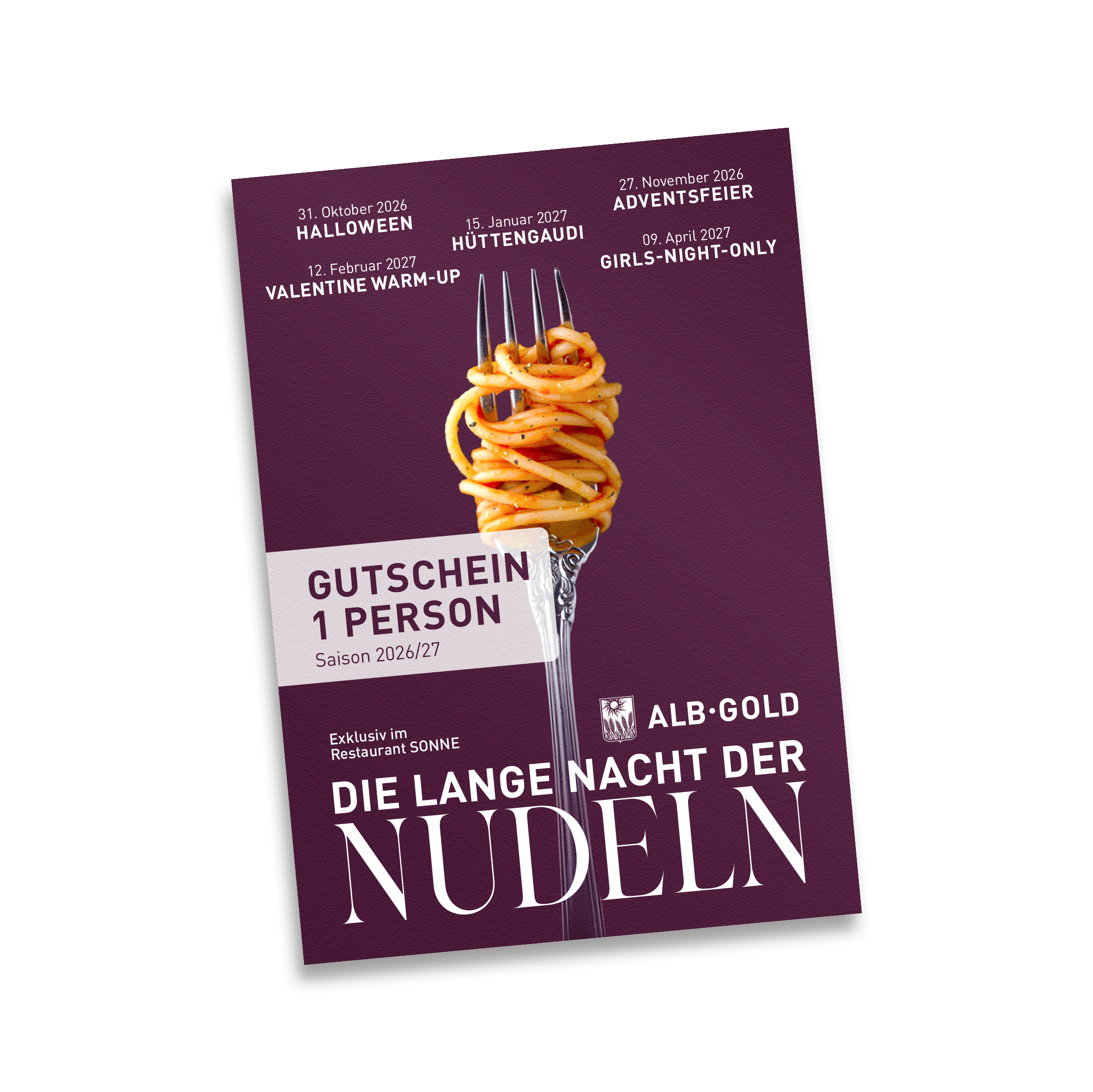 Gutschein "die lange Nacht der Nudeln" Erwachsene